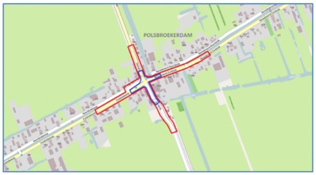 Kruising Polsbroekerdam, projectgrens