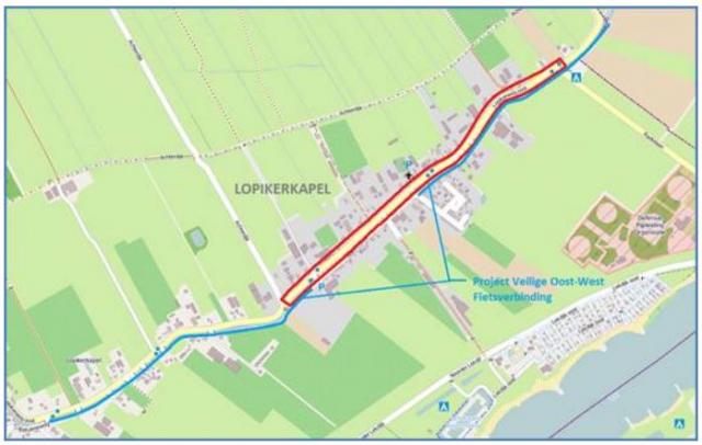Lopikerweg oost Lopikerkapel, projectgrens